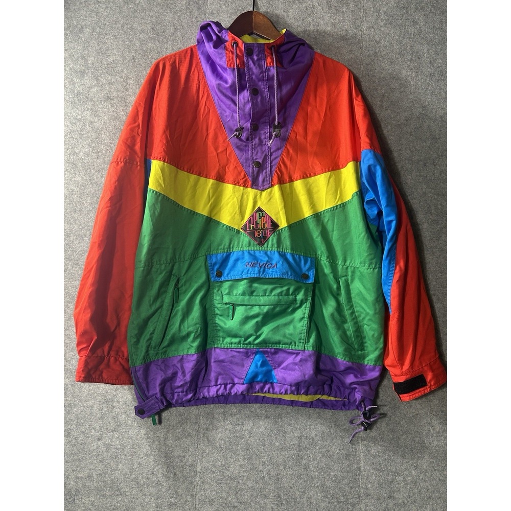 Vintage Nevica Extreme Colorblock Ski Jacket Pullover Anorak Neon Size SMALL 90s